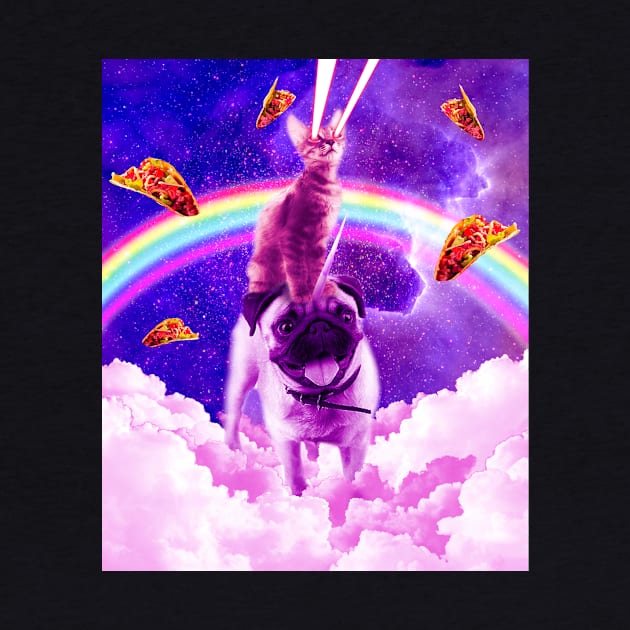 Cosmic Cat Riding Unicorn Pug by Random Galaxy